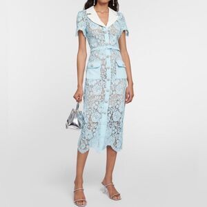 SELF-PORTRAIT Cord Belted Lace Midi Shirtdress size 0